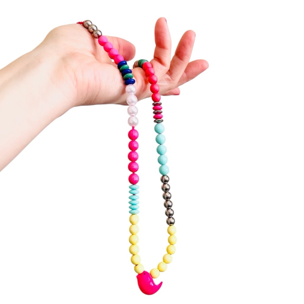 CARTER’S Beaded Bird Kids Necklace Multicolor Safety Closure One Size